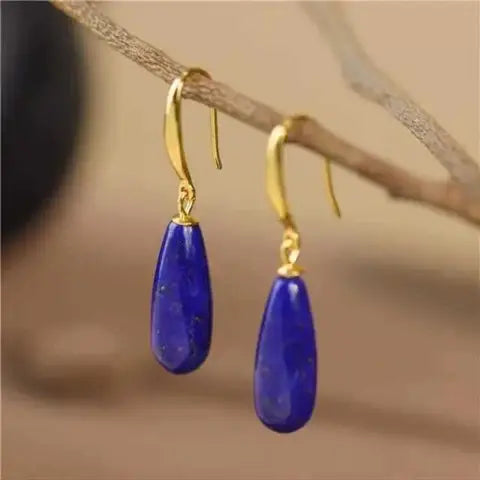Wire-Wrapped Amber Drop Earrings